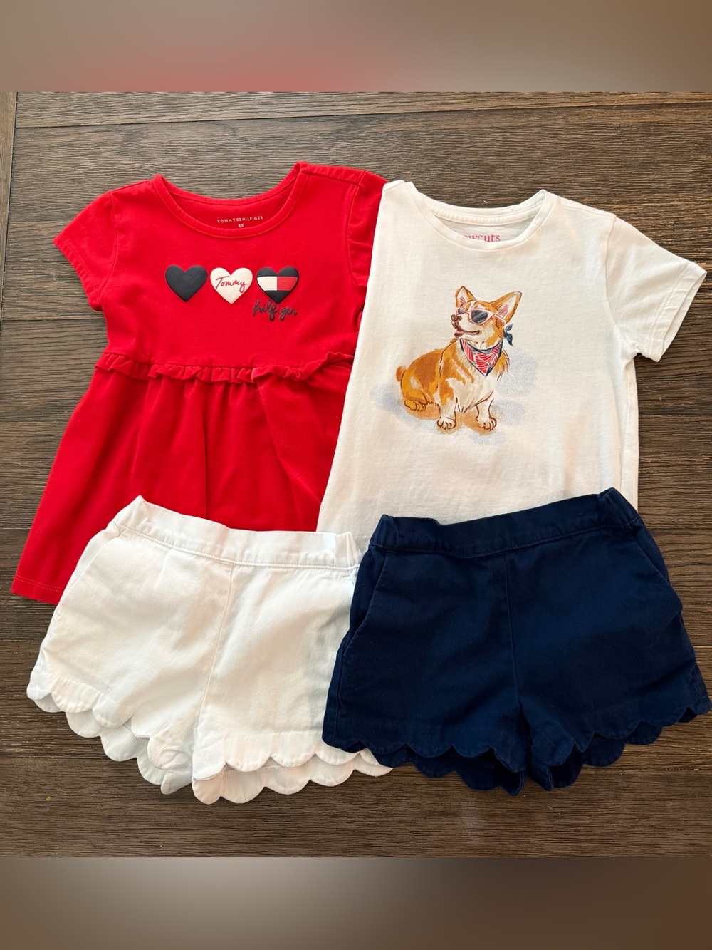 J Crew Tommy Hilfiger Girls Outfits 6 Red White Blue Mix Match Shorts Shirts